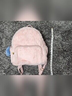 Betsy Johnson Pink Faux Fur Women's Bag with Blue Flower Pom Charm